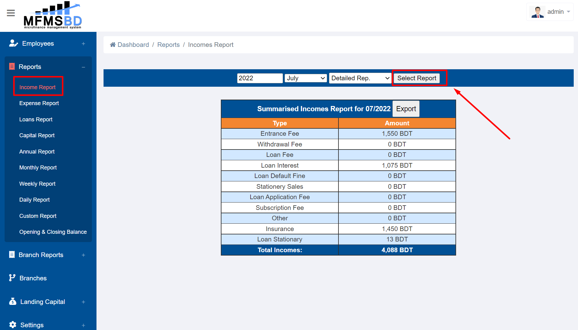 Income Report