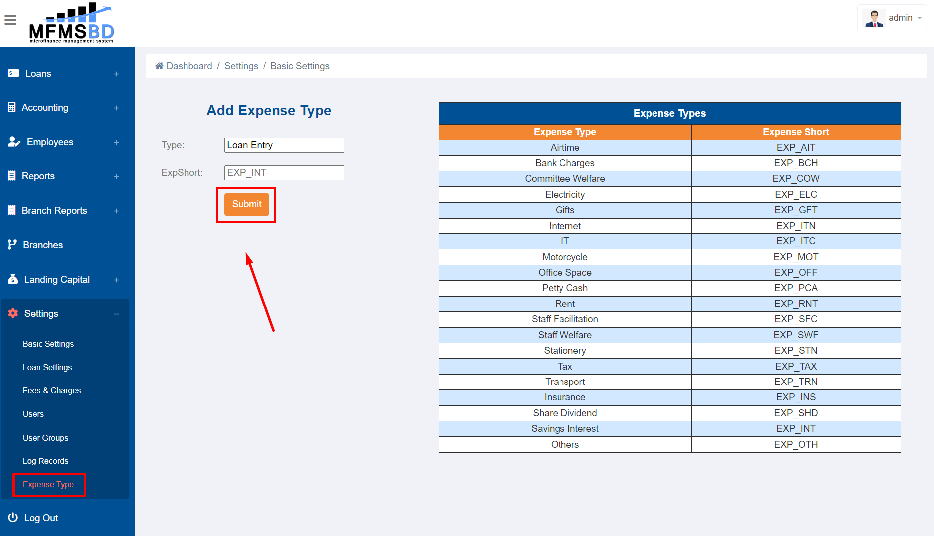 Expense Type
