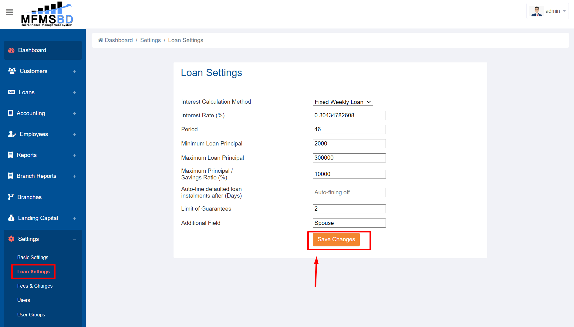 Loan Settings
